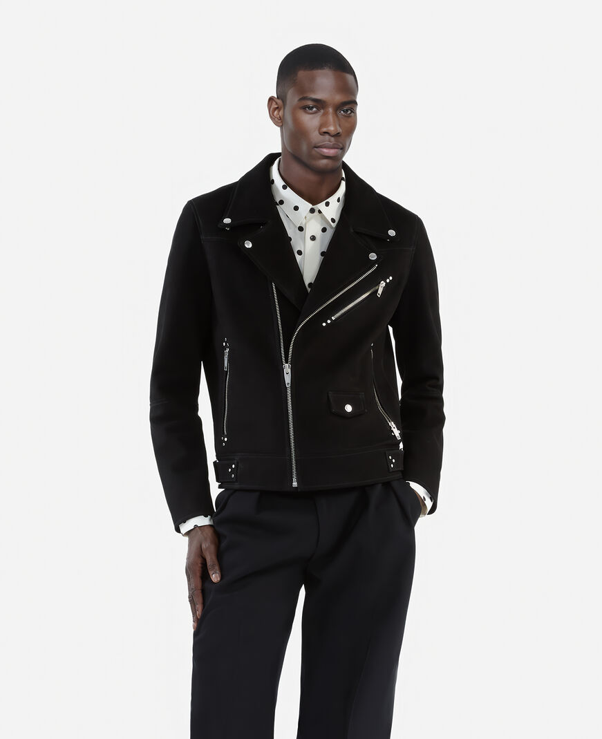 The Kooples MEN BLACK black nubuck biker jacket