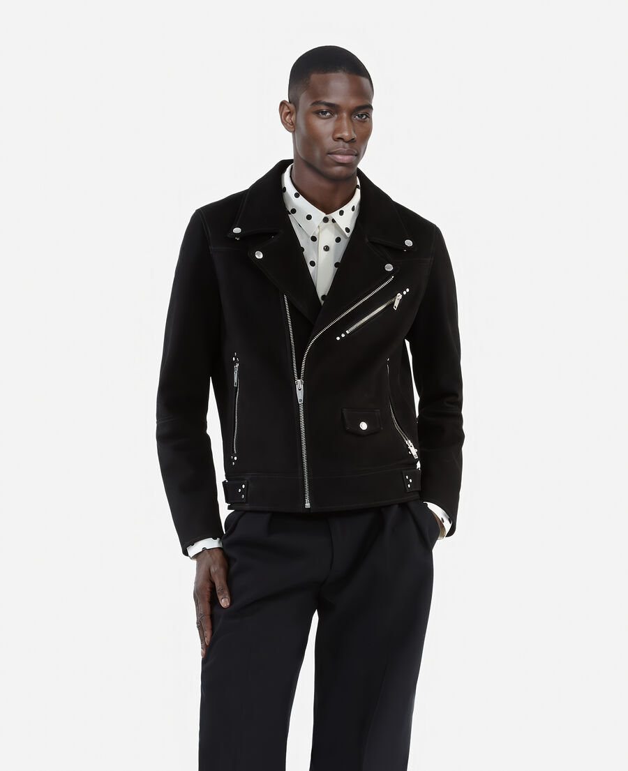 The Kooples MEN BLACK black nubuck biker jacket