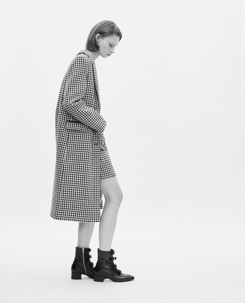 The Kooples WOMEN BLACK WHITE short black and white houndstooth skirt