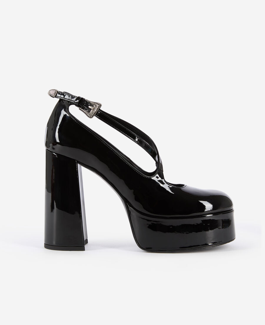 The Kooples FEMME BLACK escarpins &agrave; talons en cuir verni noirs