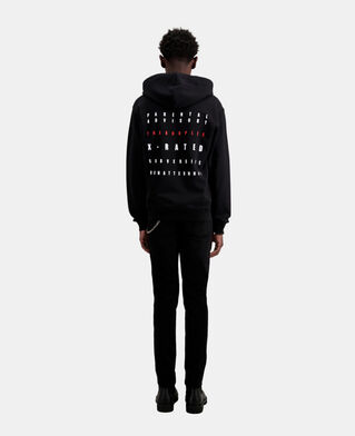 The Kooples HERREN BLACK schwarzes kapuzensweatshirt mit siebdruck x rated
