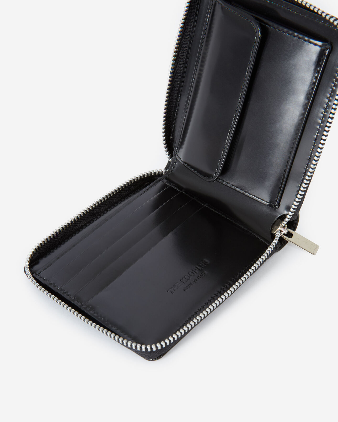 The Kooples WOMEN BLACK black leather wallet with silver zip