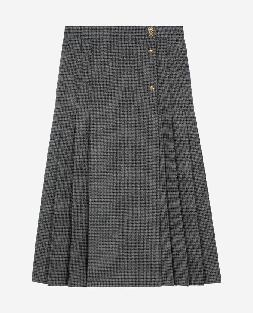 The Kooples WOMEN LIGHT GREY MEL/WHITE black and gray long wrap skirt