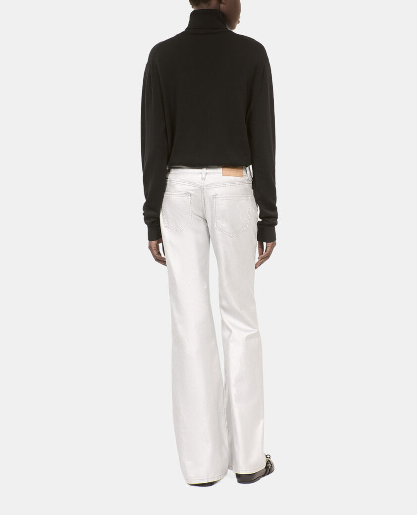 The Kooples MUJER 52 ARGENT VIEILLI CORNE vaqueros tachuelas rectos plateados