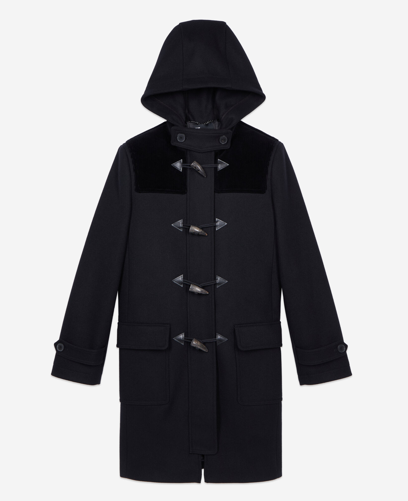 The Kooples WOMEN BLACK black hooded pea coat