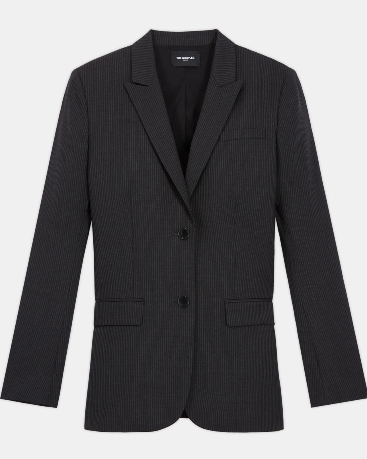 The Kooples FEMME BLACK WHITE veste de costume en laine à rayures