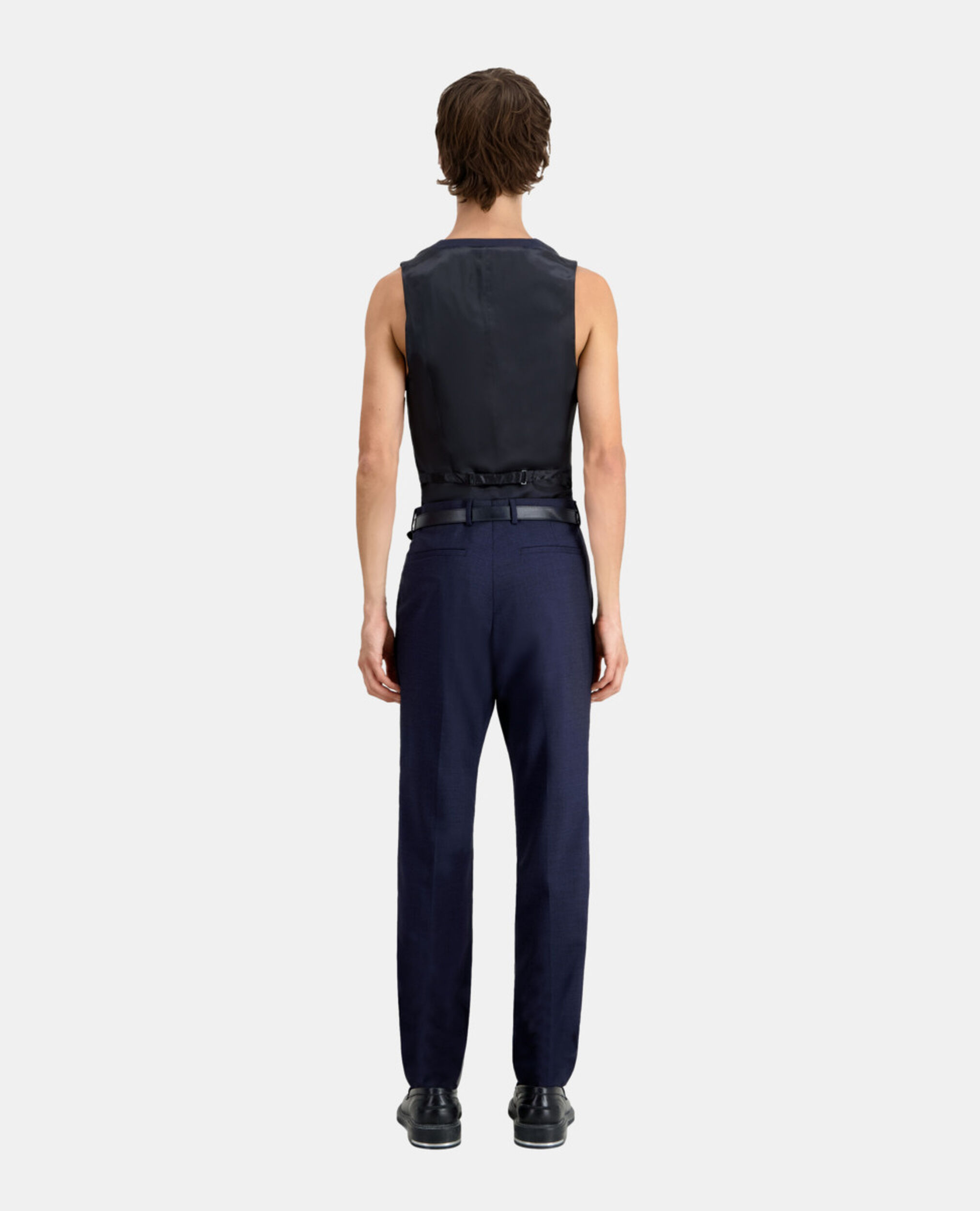 Marineblaue Anzughose aus Wolle mit Motiven, NAVY / BLACK, hi-res image number null