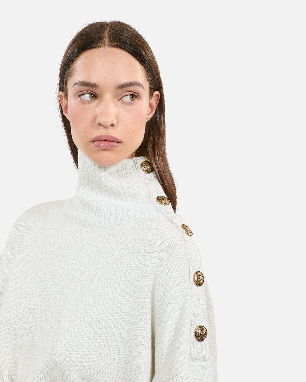 The Kooples FEMME ECRU pull en laine et cachemire écru