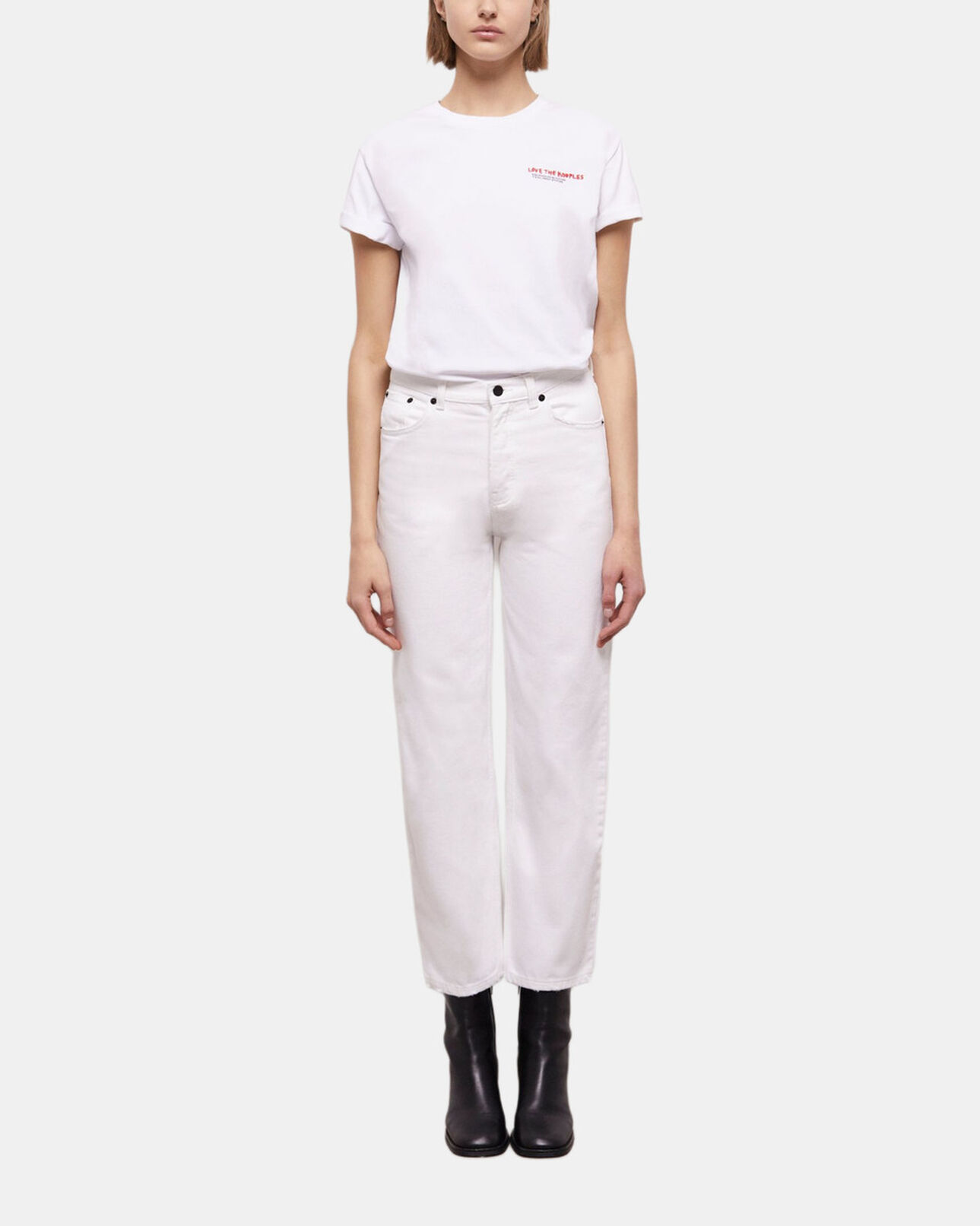 The Kooples FEMME WHITE jean droit blanc