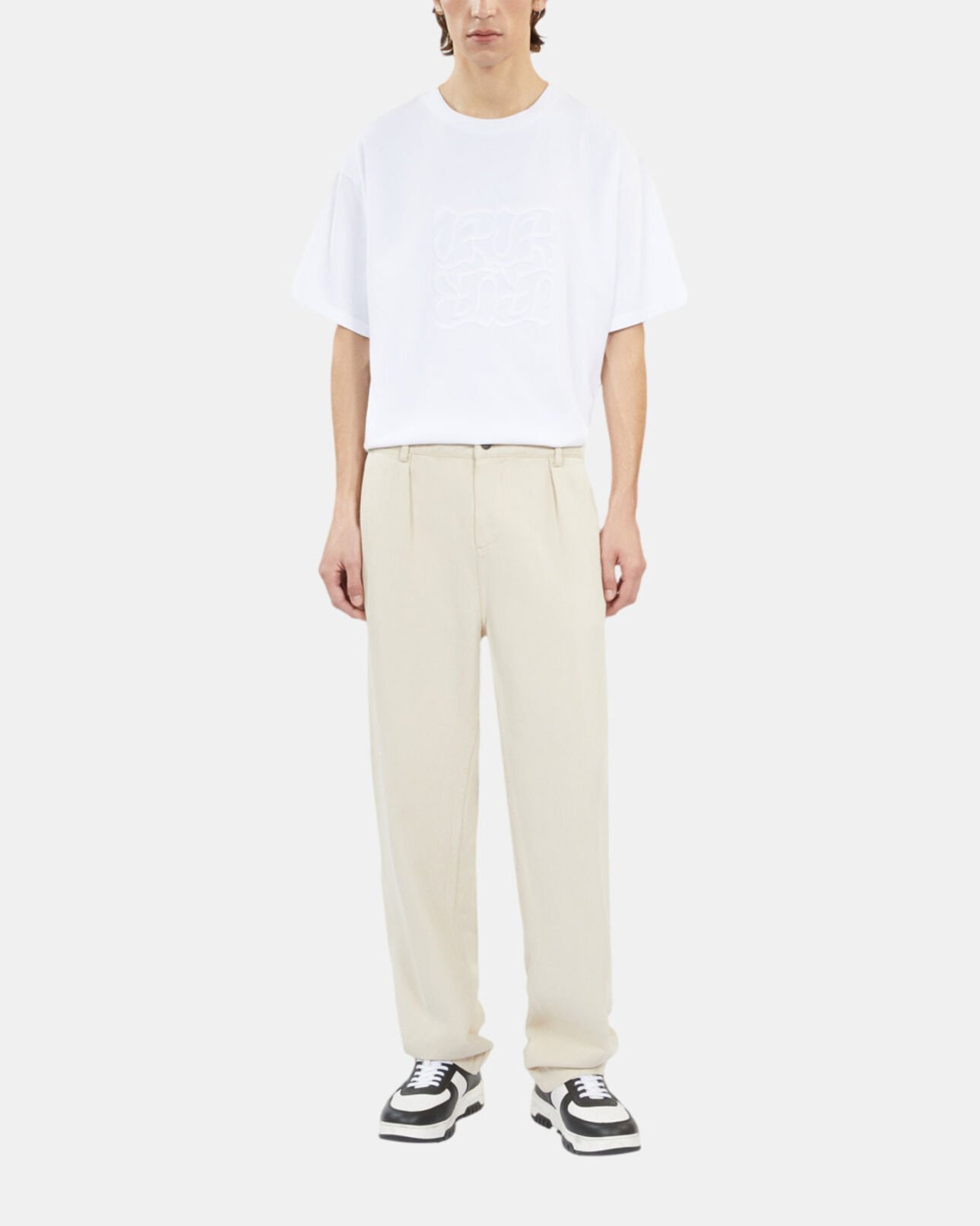 The Kooples MEN WHITE white t-shirt with logo embroidery