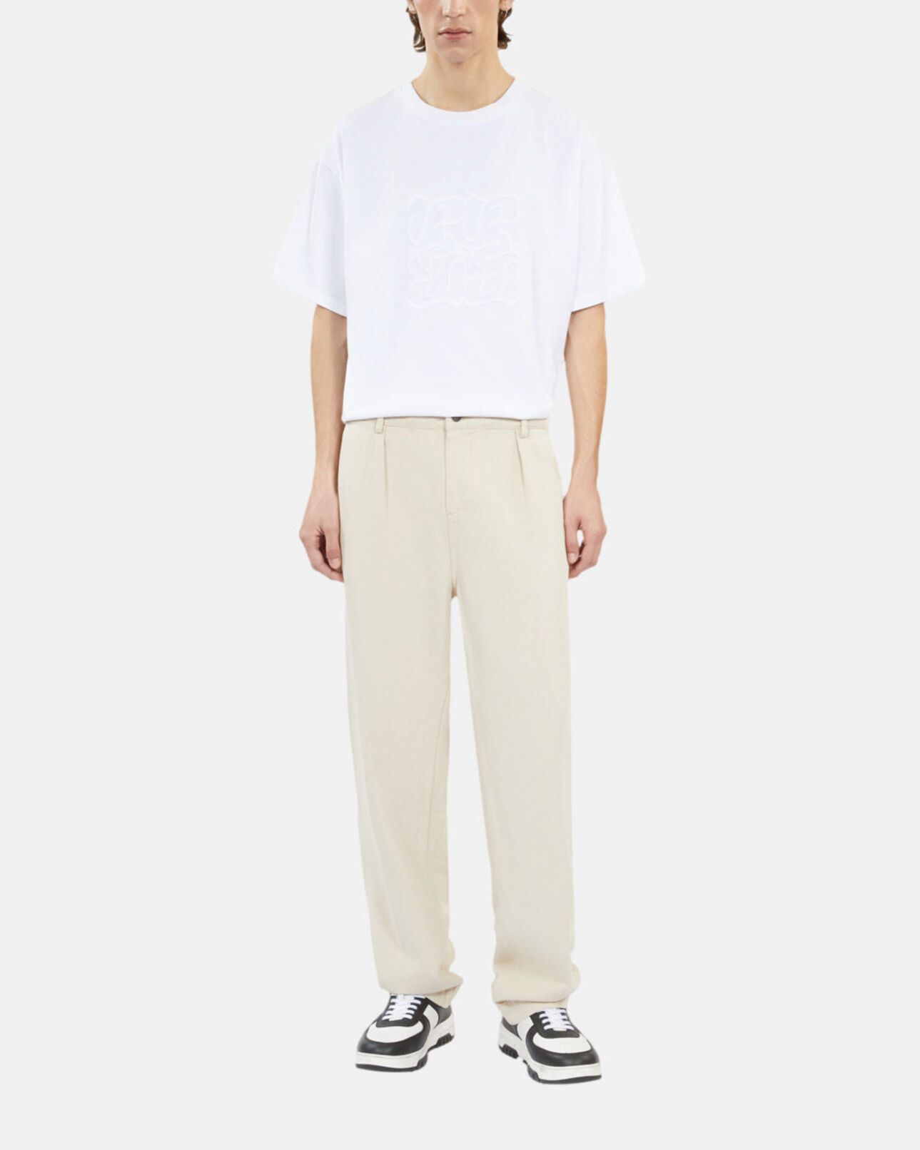 The Kooples HERREN WHITE weißes t-shirt mit logostickerei