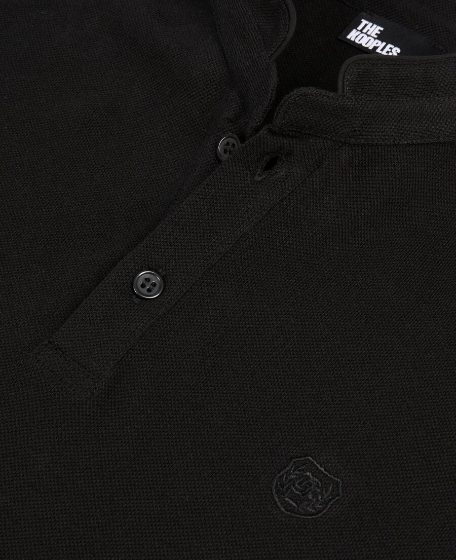 The Kooples HOMME BLACK polo en coton piqué noir