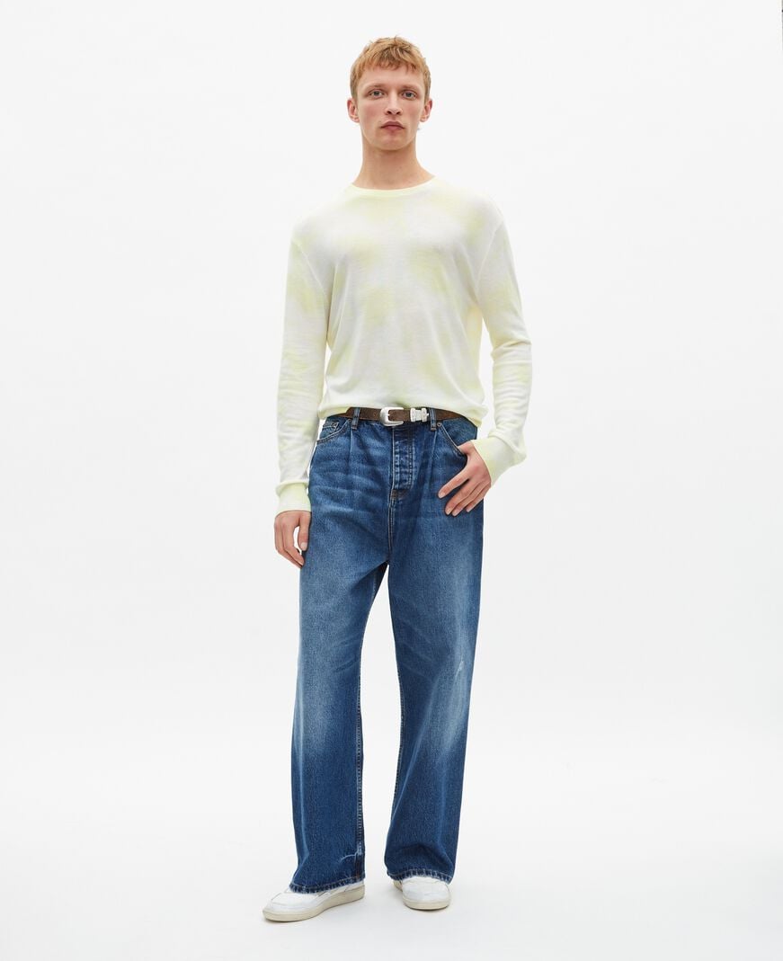 The Kooples HOMME YELLOW - ECRU pull en laine mérinos tie and dye jaune
