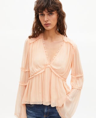 The Kooples F NUDE POUDRE top with peach ruffles