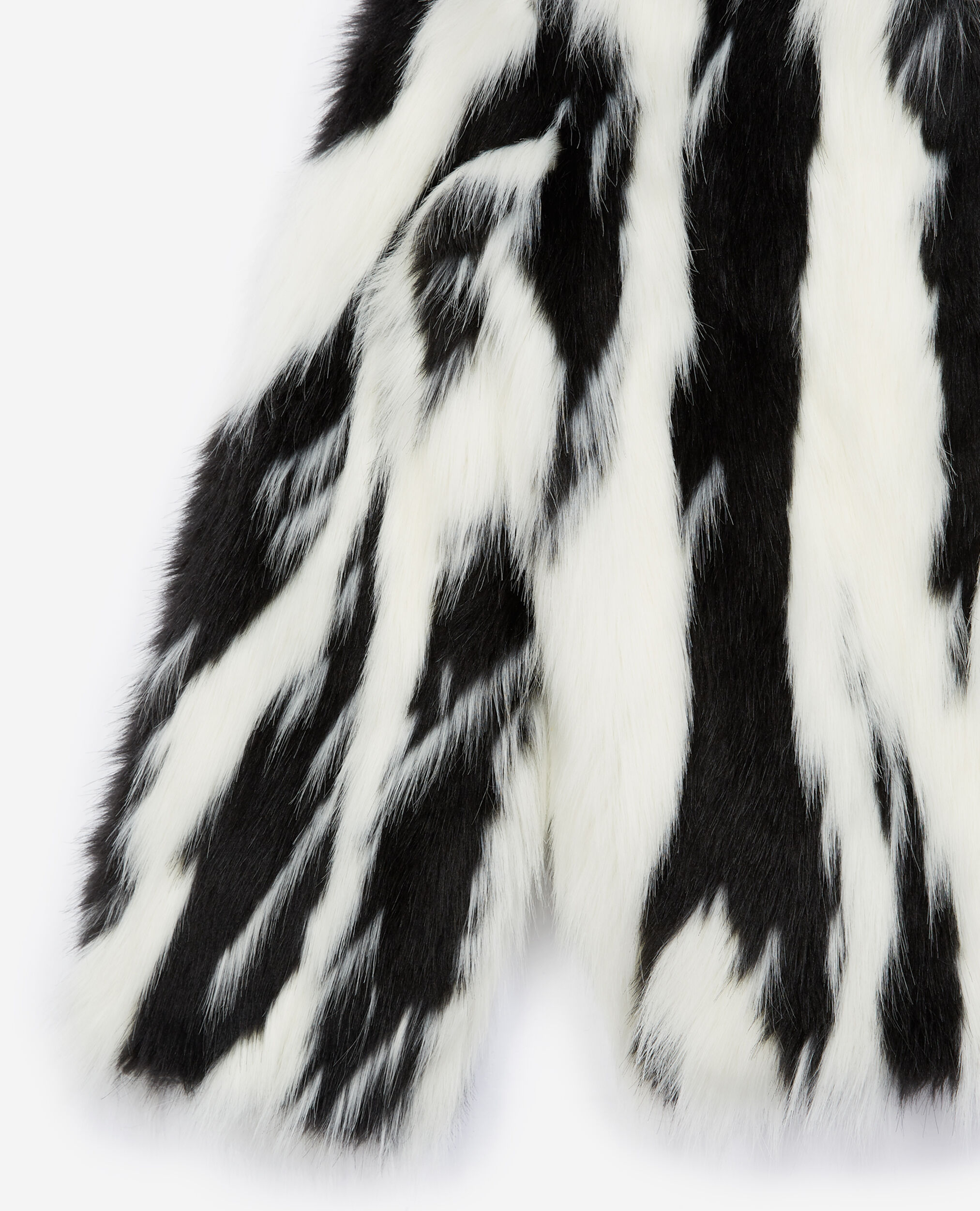 Two-tone faux fur coat, BLACK WHITE, hi-res image number null