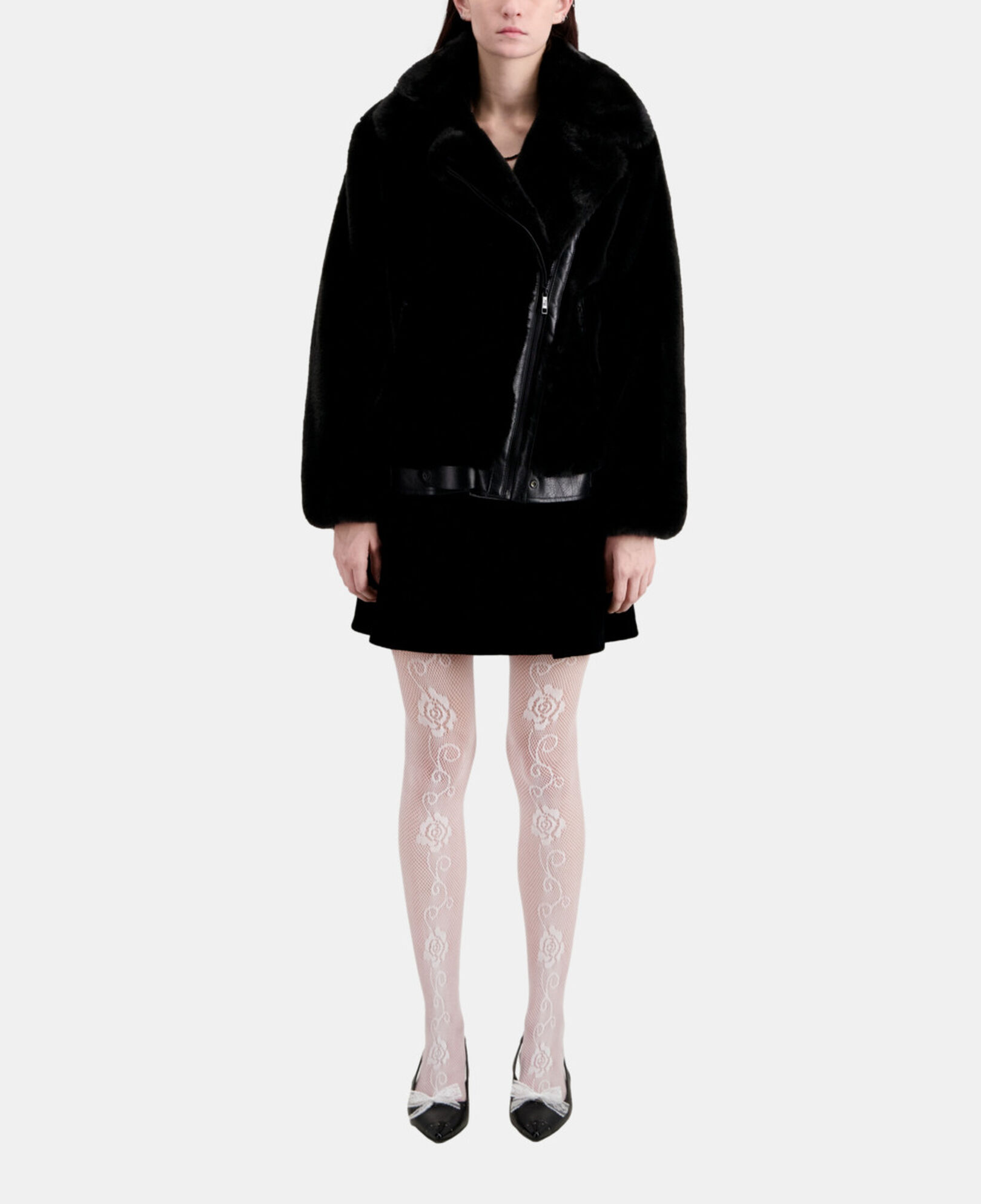 The Kooples FEMME BLACK blouson aviateur noir imitation fourrure