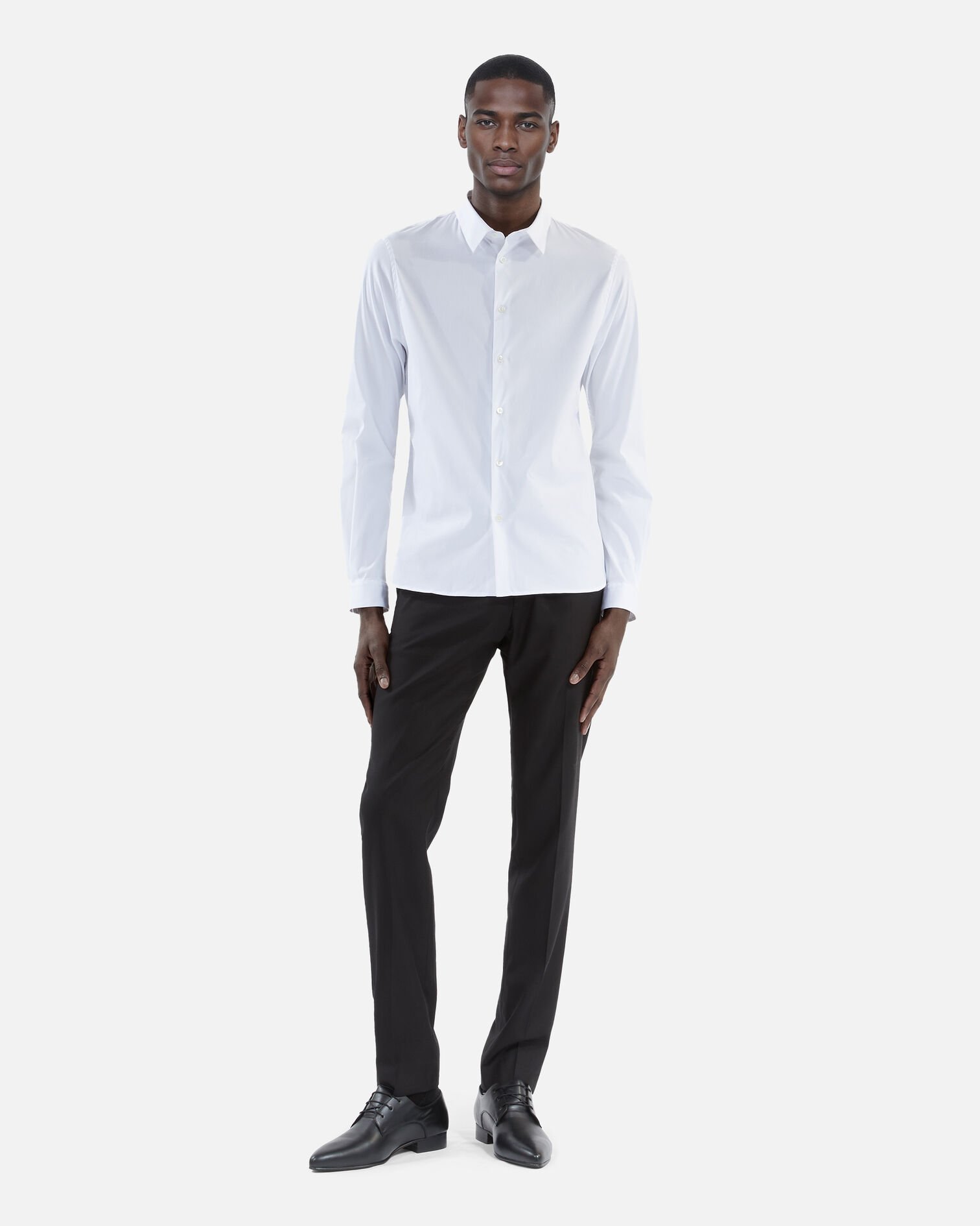 Formal white poplin shirt, WHITE, hi-res image number null