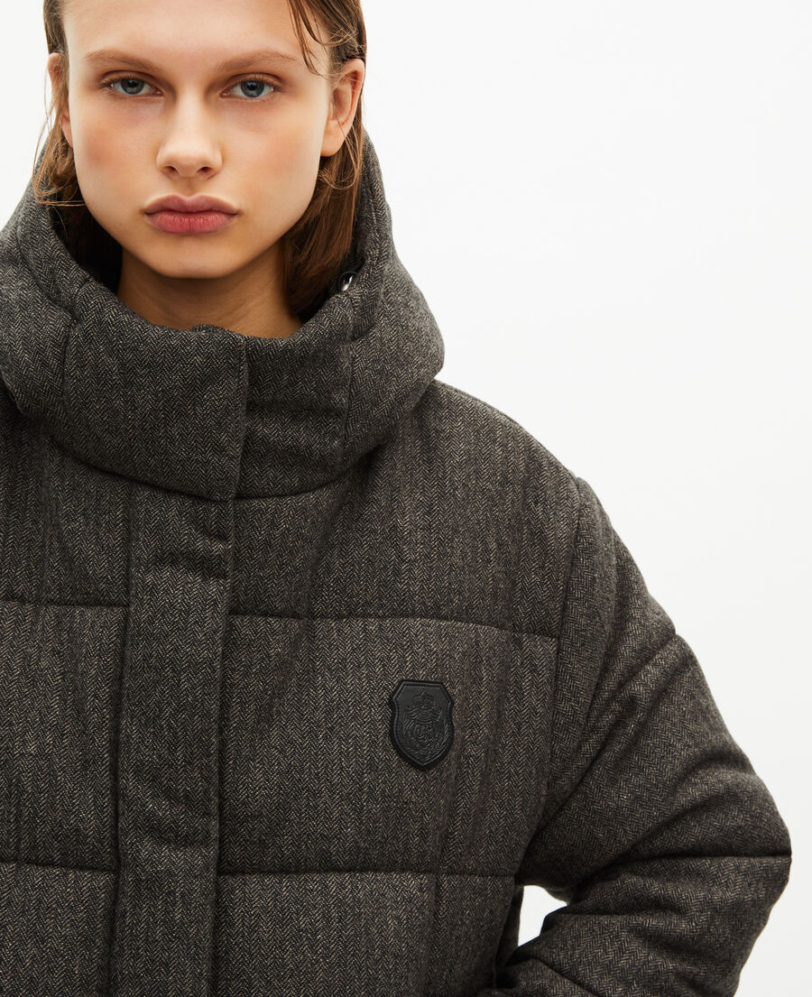 The Kooples FEMME STONE doudoune en laine courte gris foncé