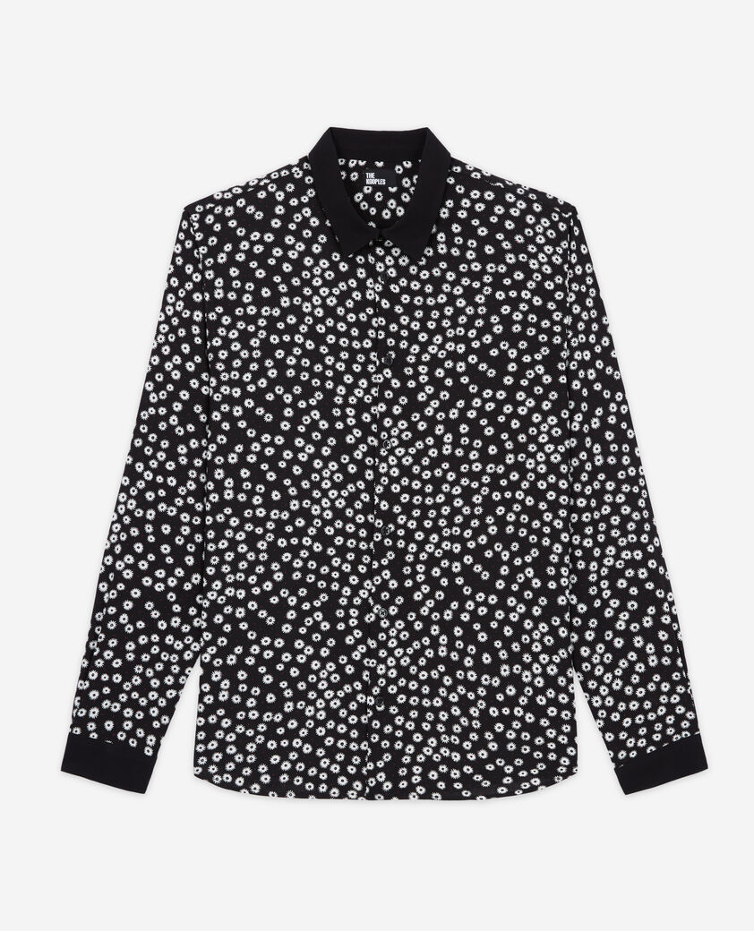 The Kooples H BLACK WHITE printed classic-collar shirt