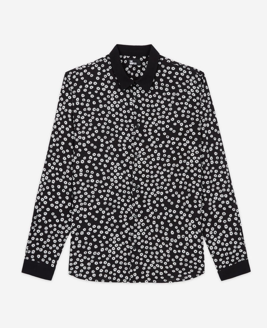 The Kooples H BLACK WHITE printed classic-collar shirt