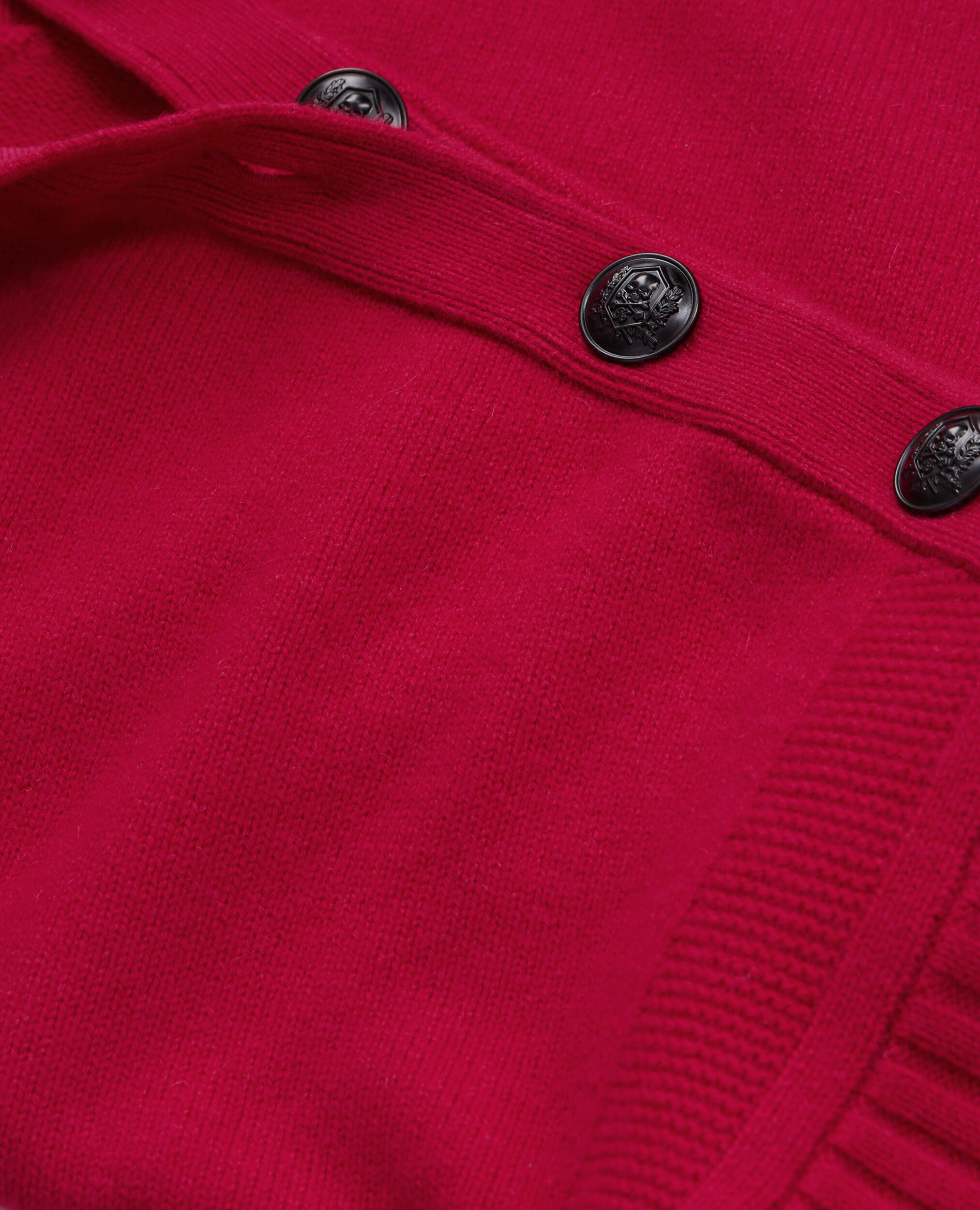 Fuchsia wool and cashmere sweater with buttons, CHERRY, hi-res image number null