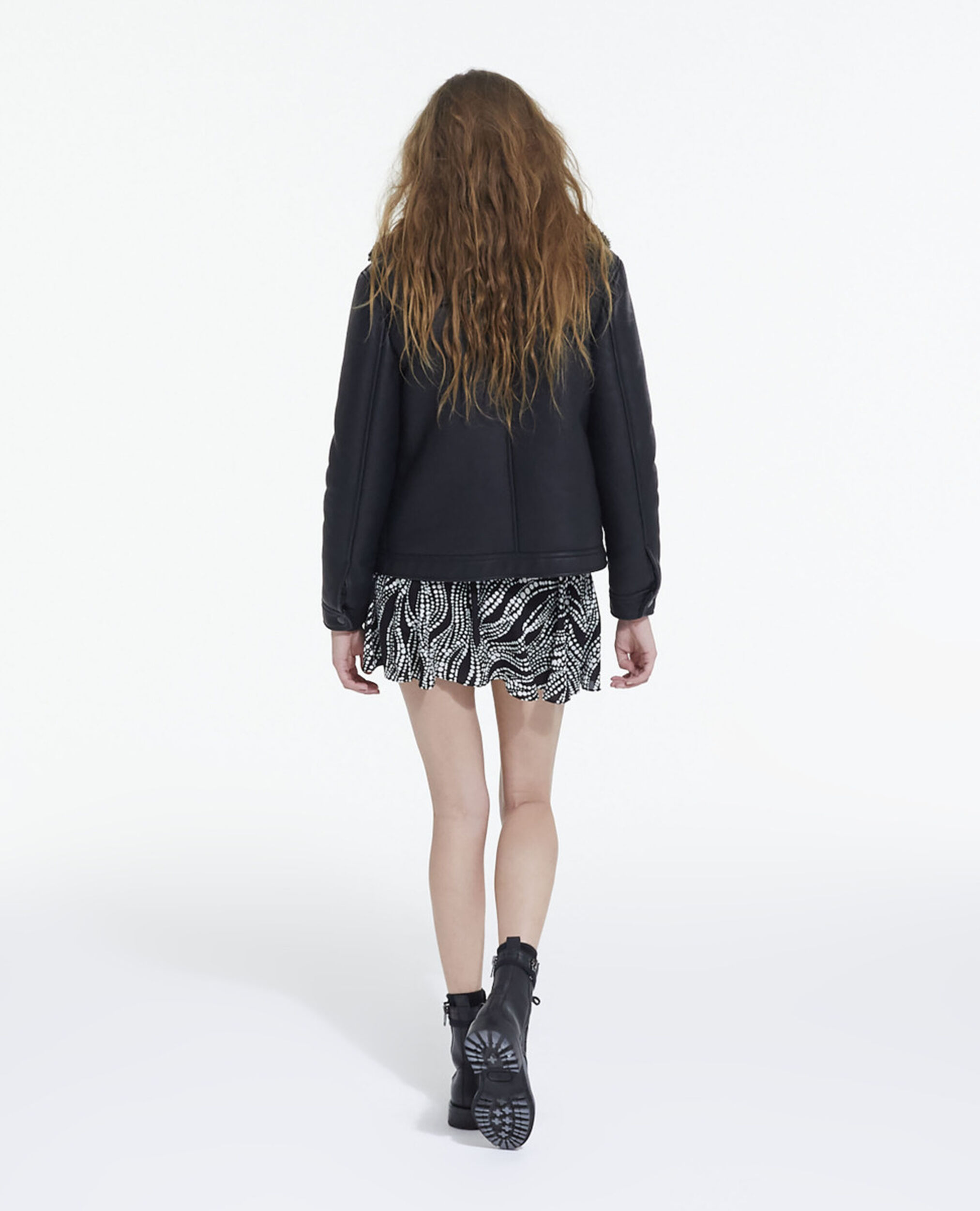 Short printed skirt, BLACK WHITE, hi-res image number null