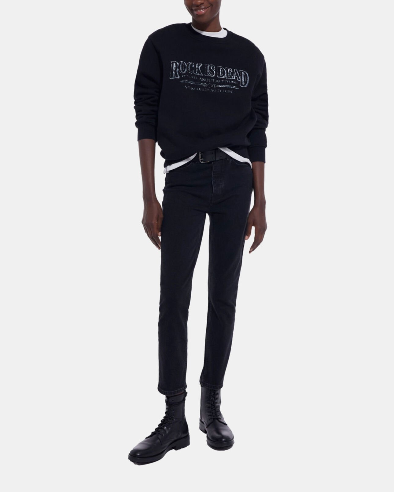 The Kooples WOMEN BLACK WASHED black sweatshirt with screen print
