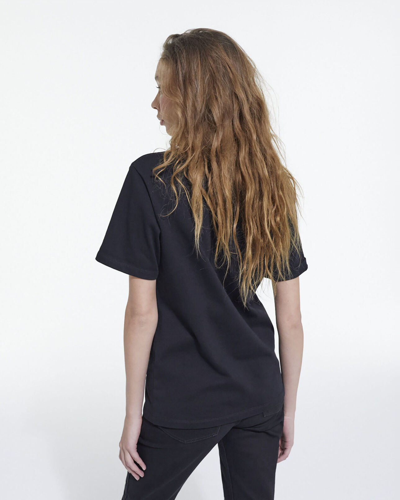 The Kooples DAMEN BLACK schwarzes t-shirt mit logo