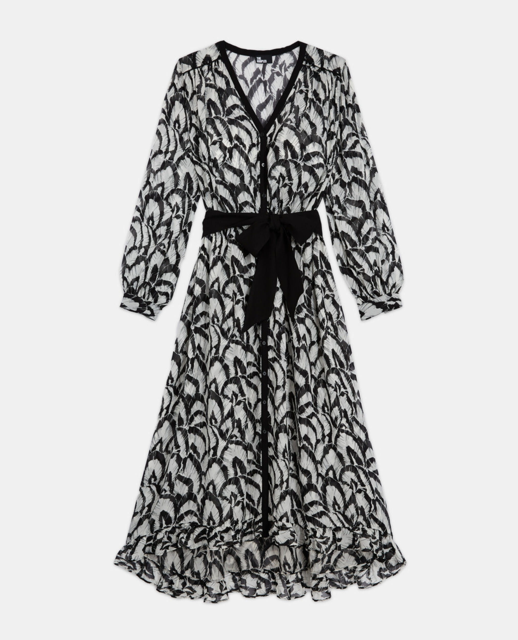 Long printed dress, OFF WHITE / BLACK, hi-res image number null