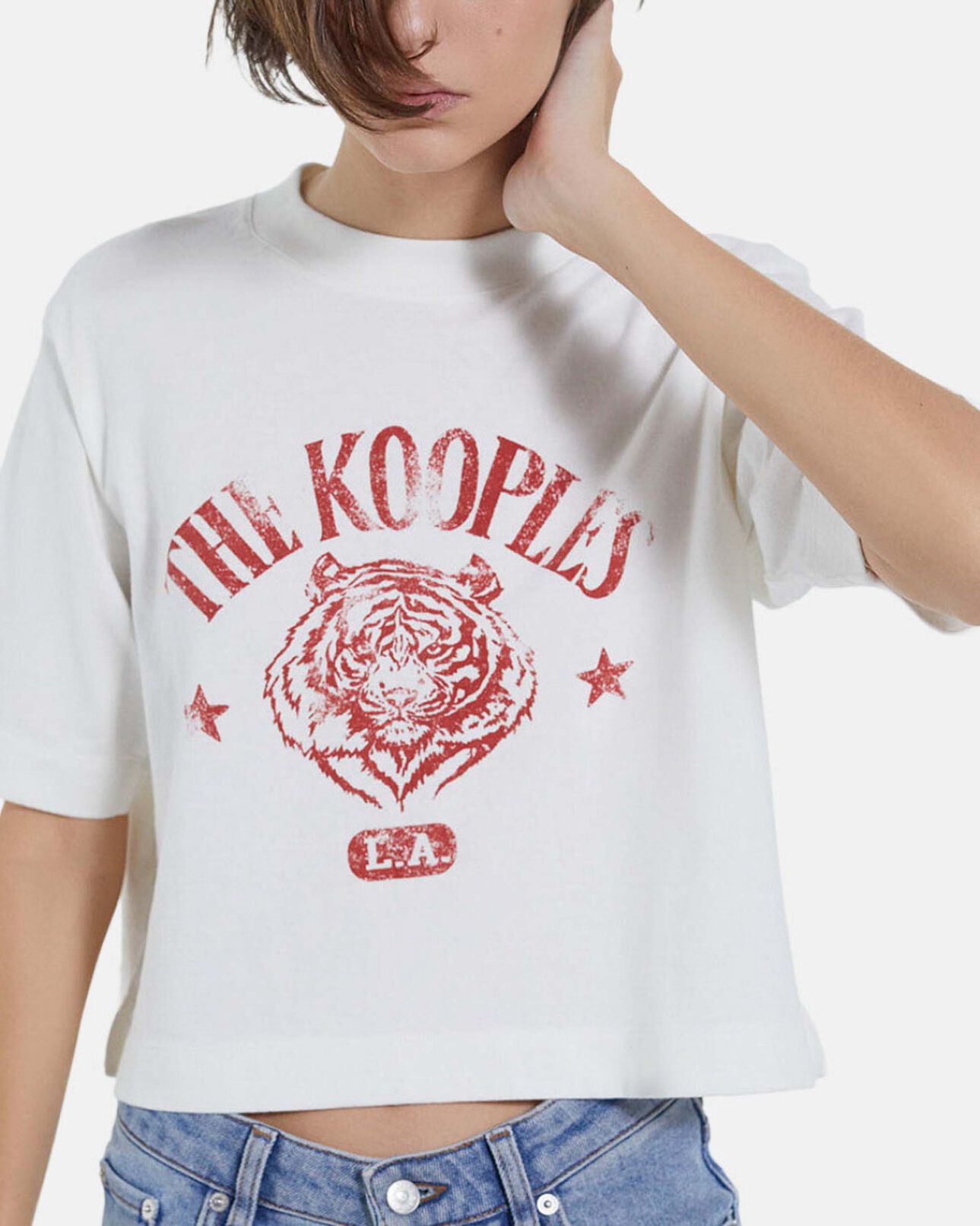 The Kooples FEMME ECRU t-shirt cropped