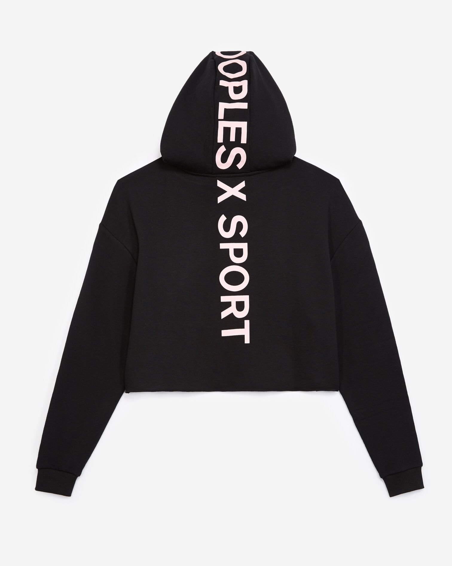 Black sweatshirt with hood and logo, BLACK, hi-res image number null