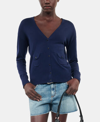 The Kooples DAMEN NAVY marineblauer cardigan aus wolle