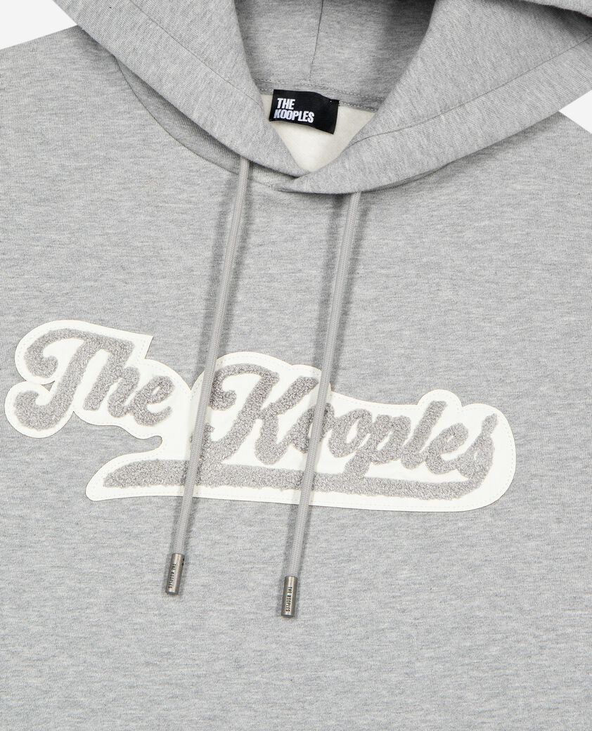 The Kooples HERREN GREY MELANGE kapuzen-sweatshirt mit grauem patch