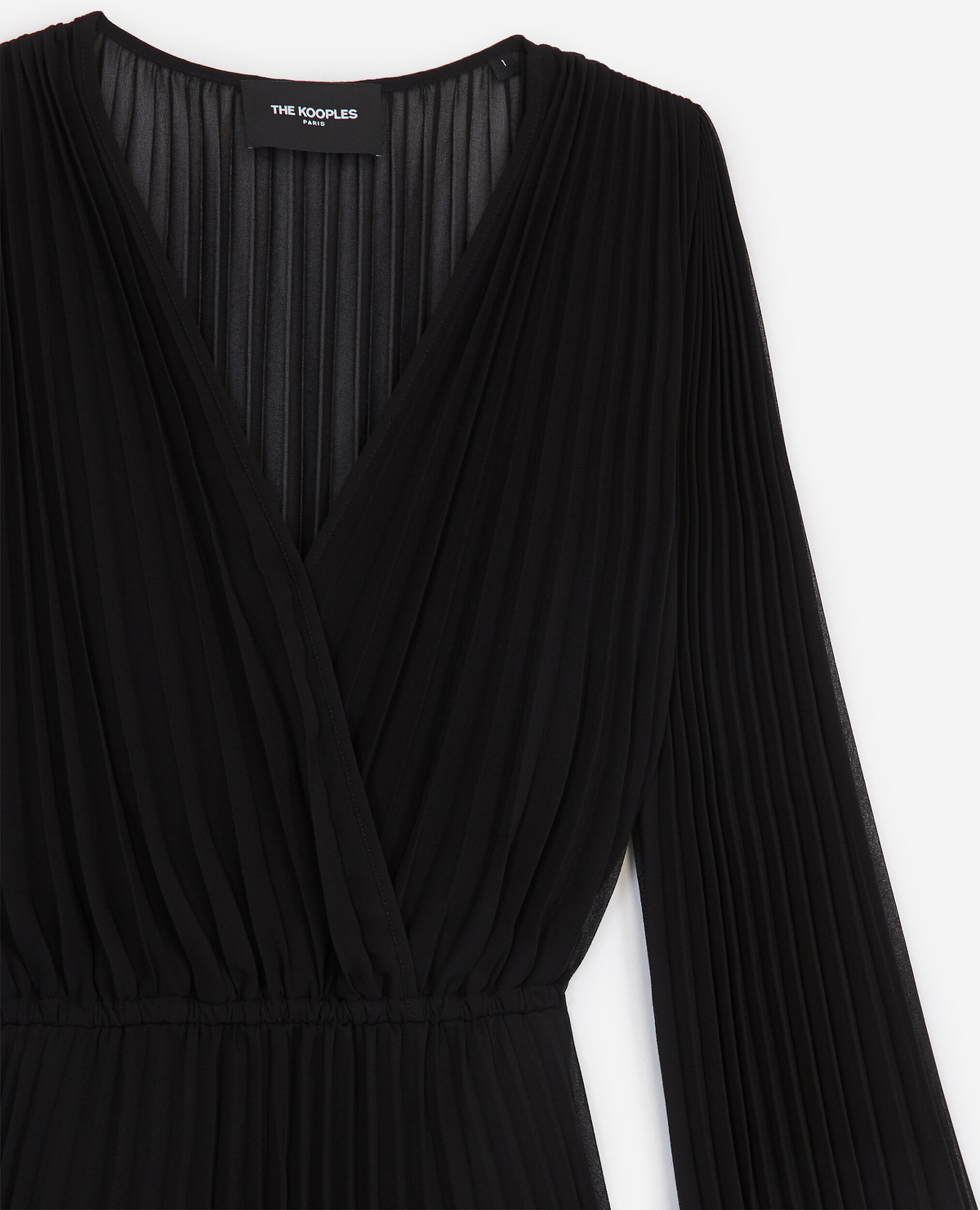 Long black pleated dress, BLACK, hi-res image number null