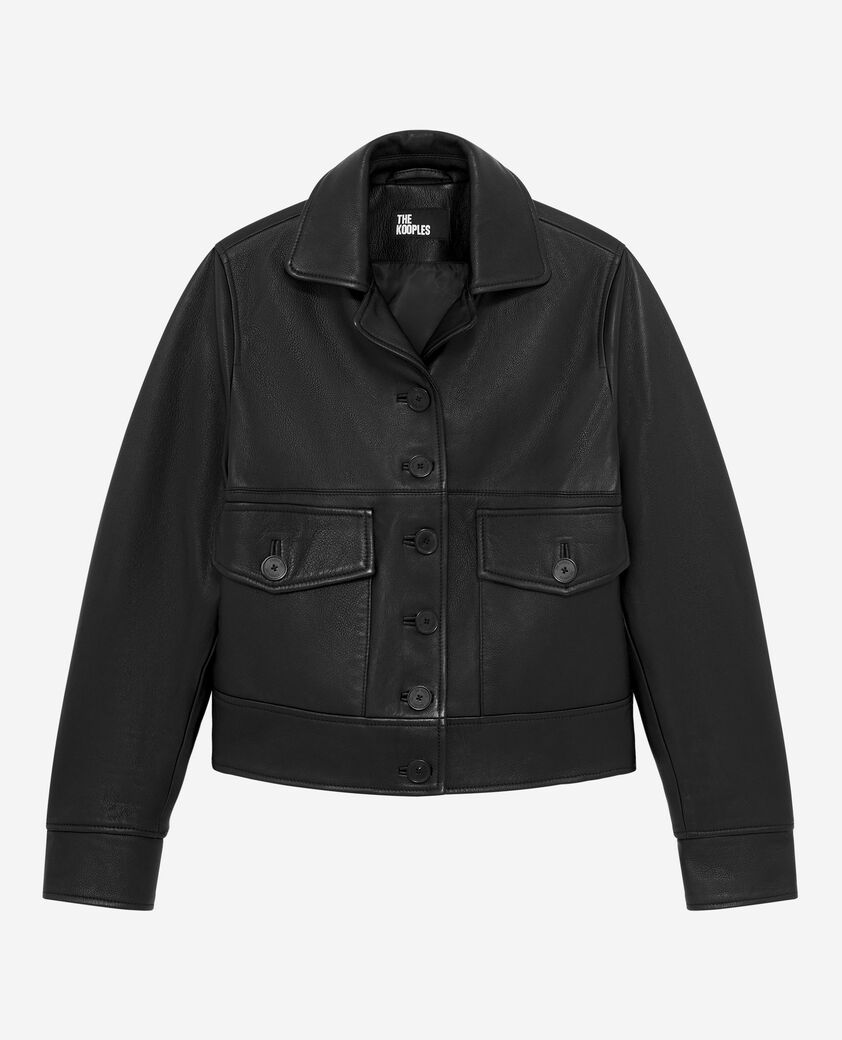 The Kooples DAMEN BLACK kurze schwarze lederjacke