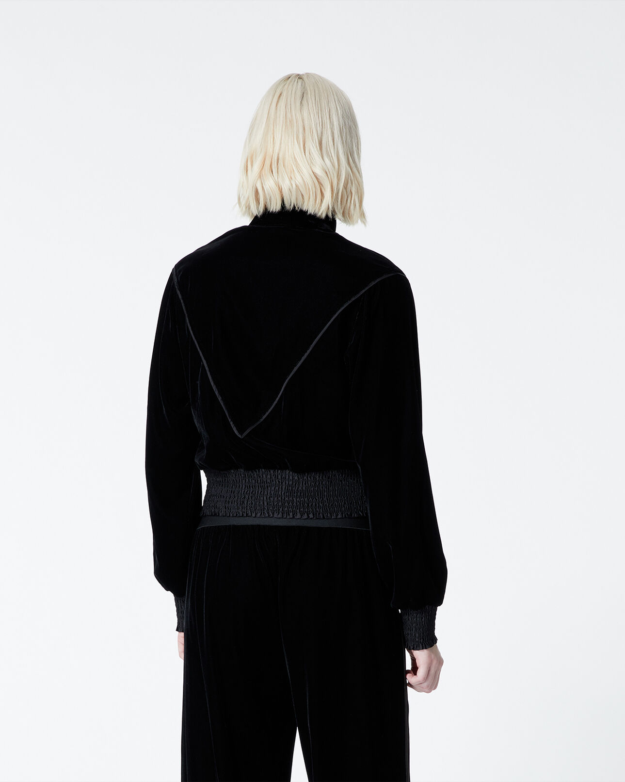 The Kooples FEMME BLACK veste velours noir à détail zippé