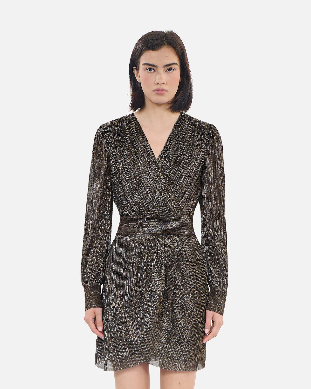 The Kooples WOMEN BRONZE metallic bronze jersey short dress