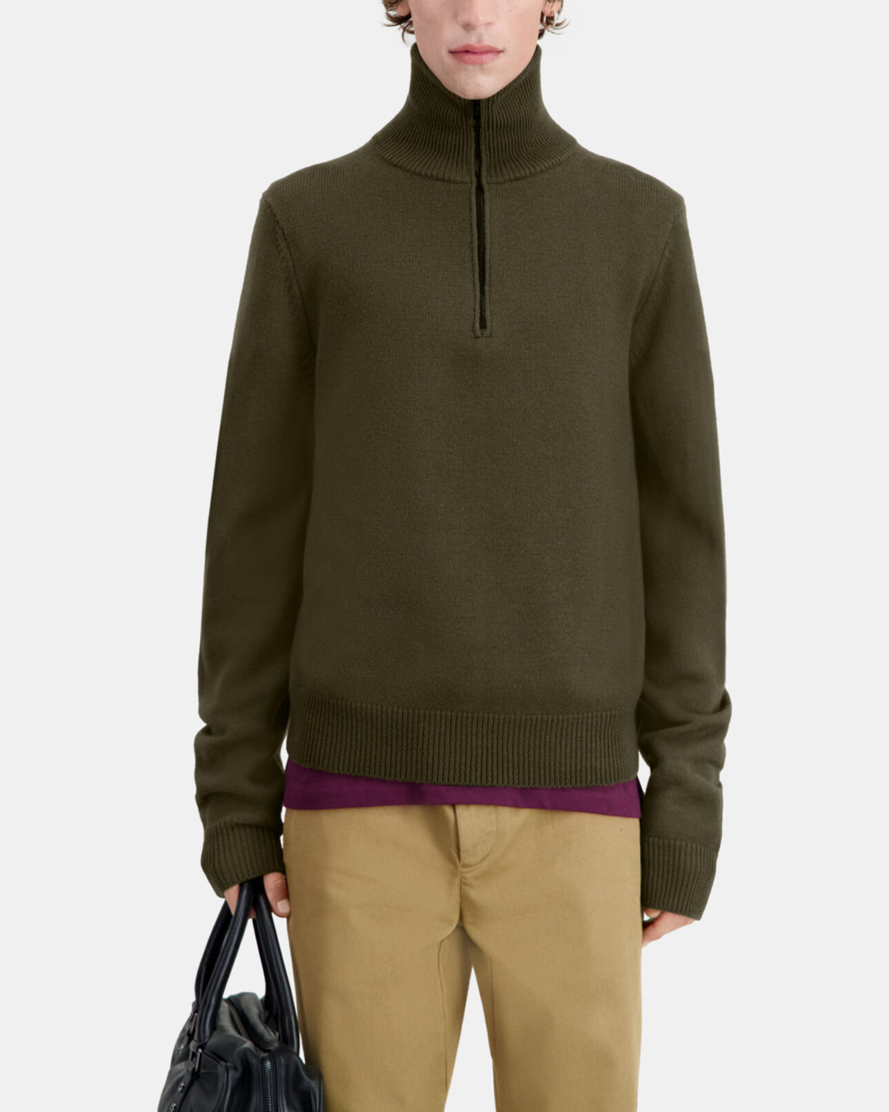The Kooples HOMME KAKI pull kaki en laine