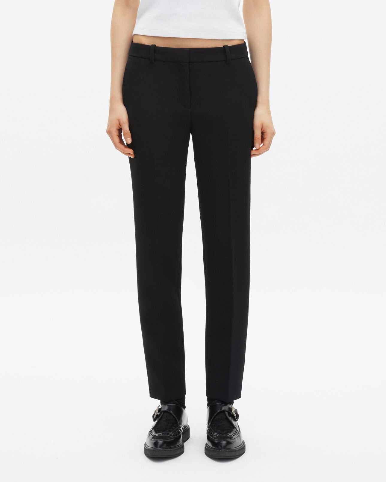 The Kooples DAMEN BLACK schneiderhose aus schwarzem krepp, gerader schnitt