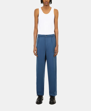 The Kooples H MIDDLE NAVY navy blue cotton and linen trousers with pleats