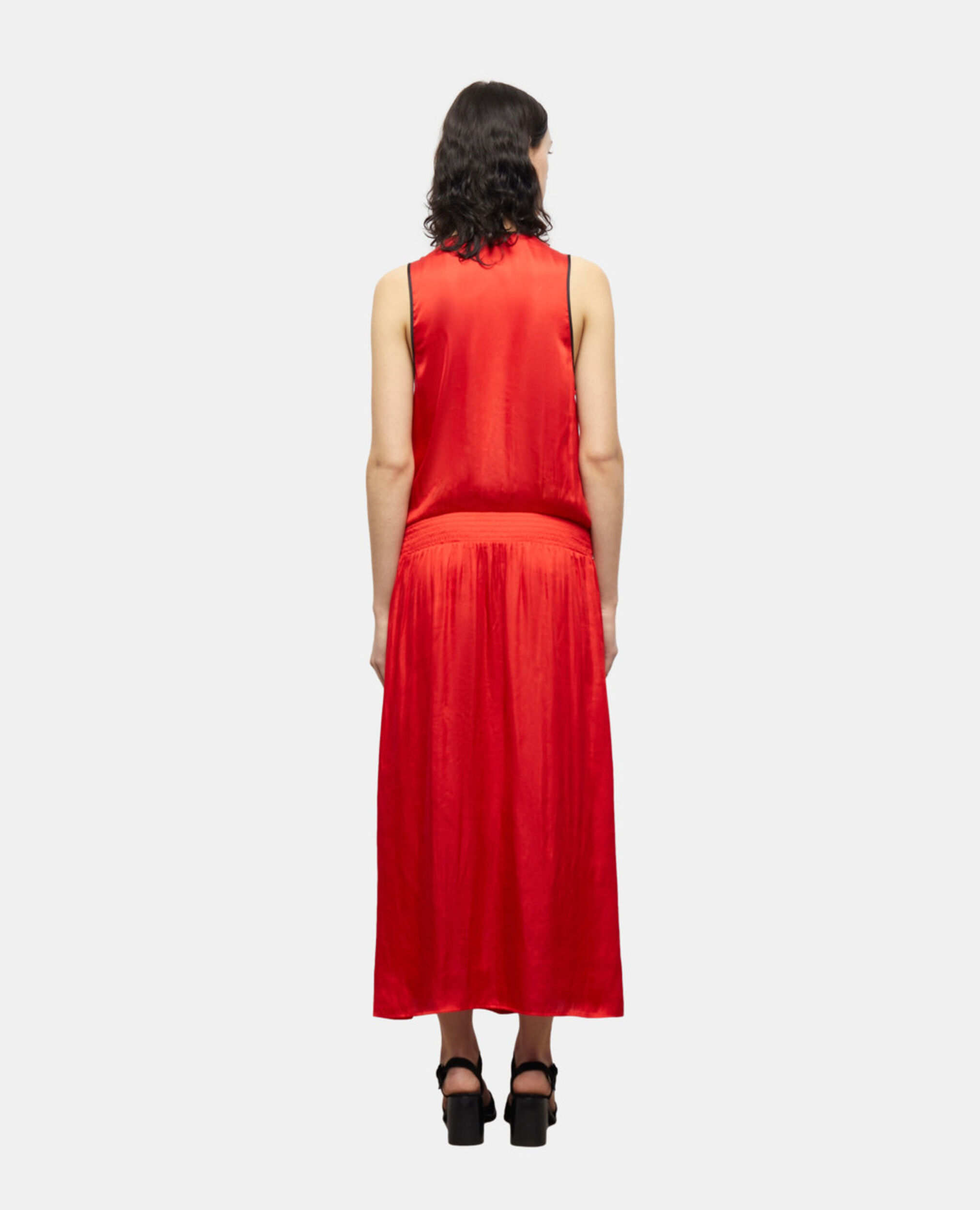 Long red satin dress, RED, hi-res image number null