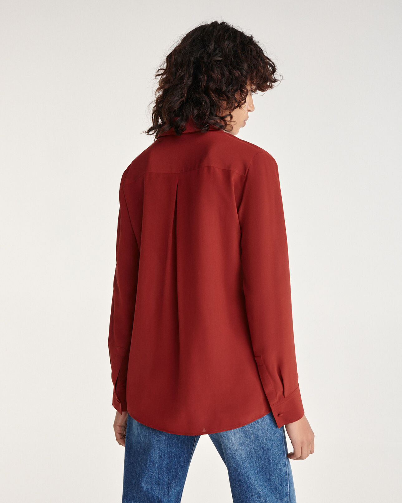 The Kooples WOMEN BURGUNDY burgundy silk shirt with buttoned collar