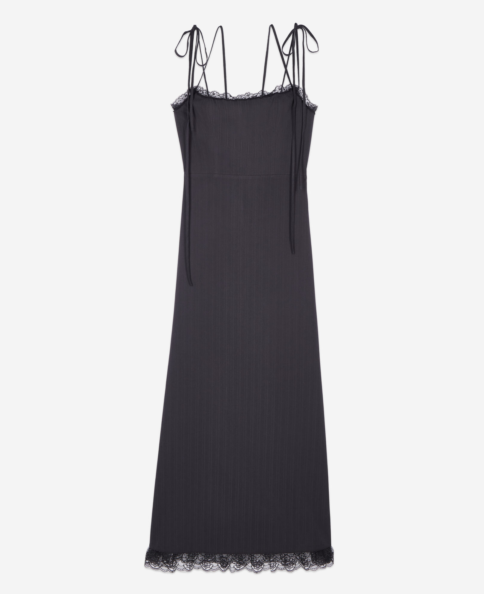 Robe longue avec dentelle noire | The Kooples - France