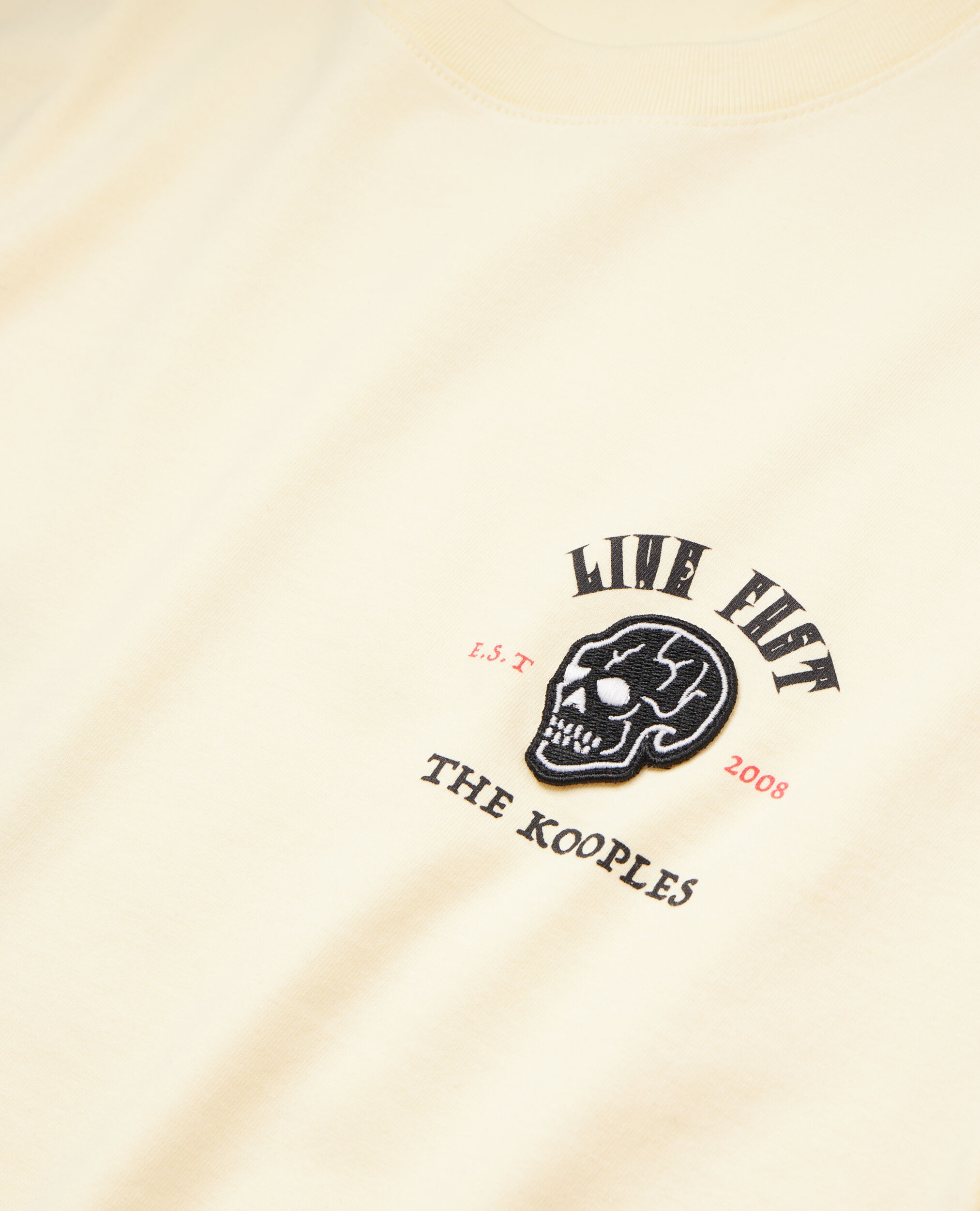 Gelbes T-Shirt mit „Live fast“-Schriftzug, LIGHT YELLOW, hi-res image number null