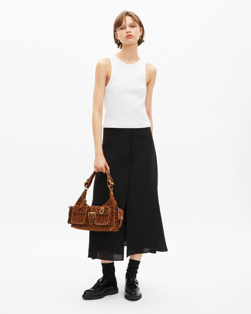 The Kooples DAMEN BLACK langer rock aus schwarzer seide