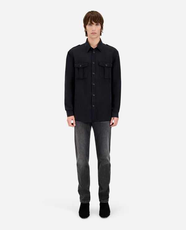black lyocell and linen shirt