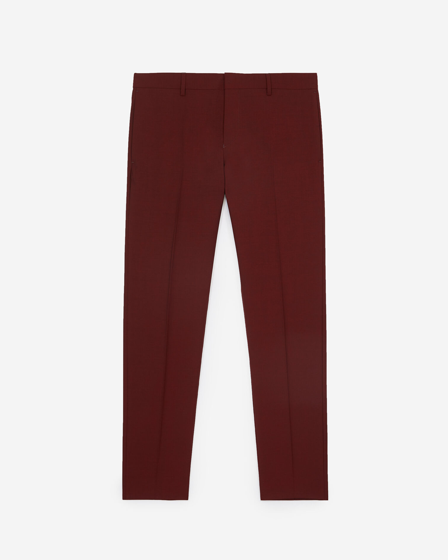 Slim-fitting burgundy wool pants w/piping, BURGUNDY, hi-res image number null