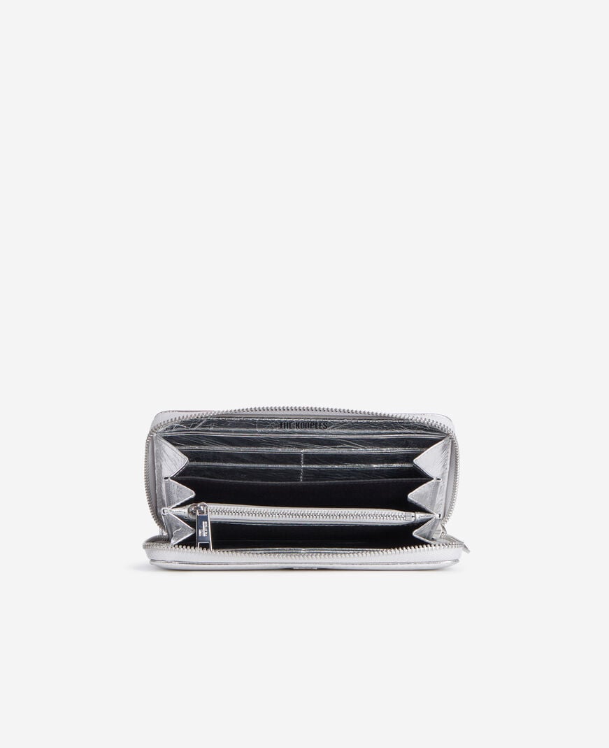 The Kooples WOMEN SILVER silver leather blason wallet