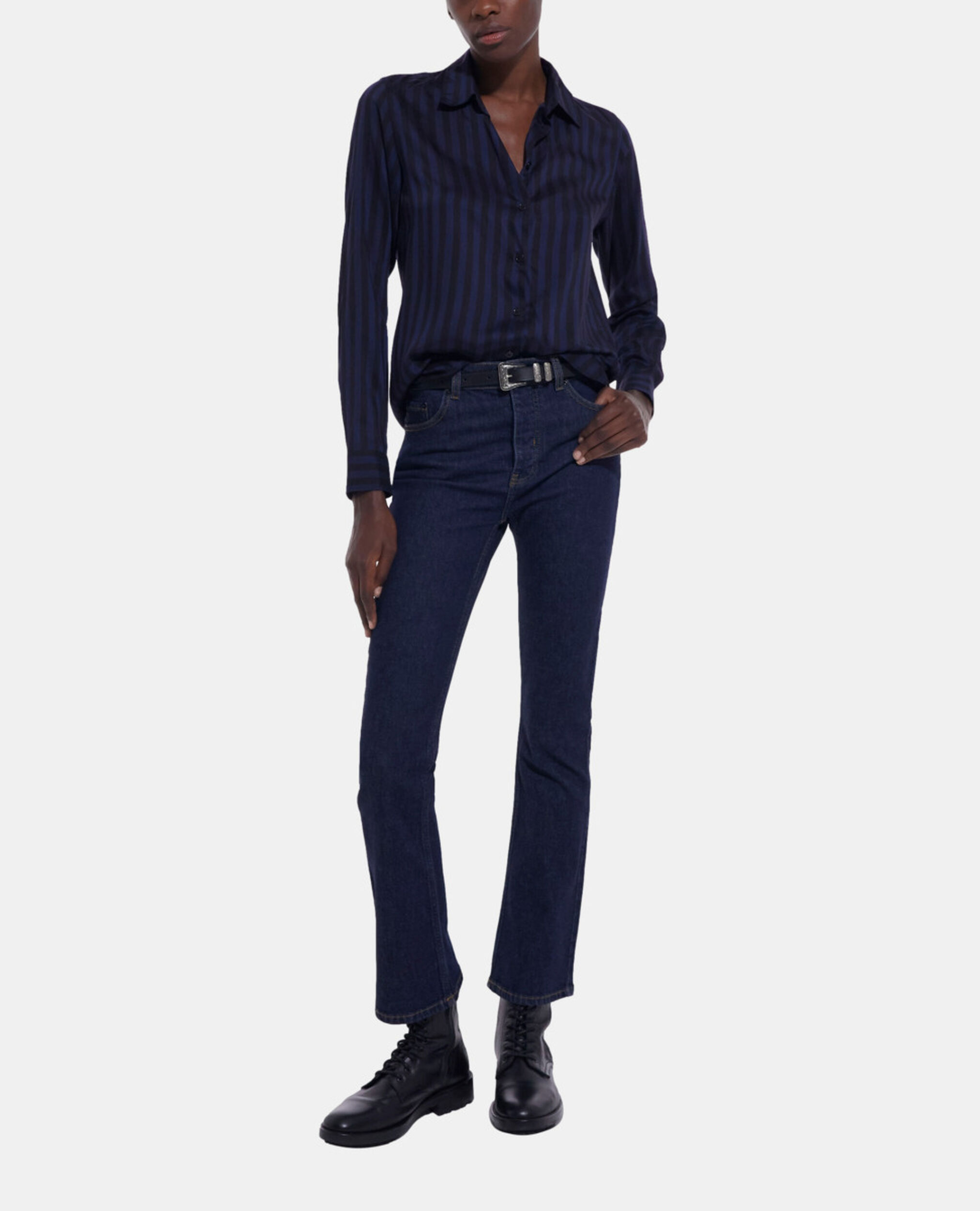 Striped shirt, BLACK NAVY, hi-res image number null