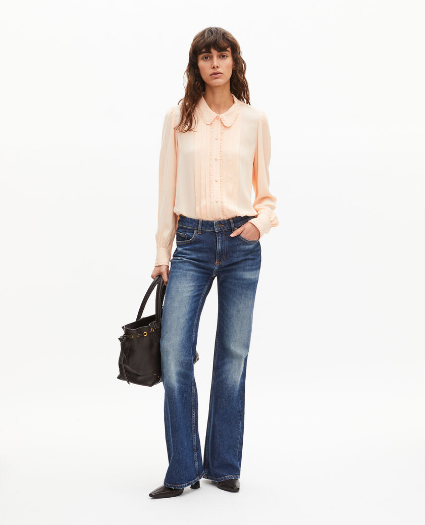 The Kooples DAMEN BROWN geraffte einkaufstasche aus genarbtem leder in braun